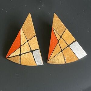 Wood Abstract Graphic Earrings